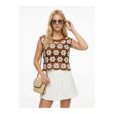 DM DİLAN MODA KADIN TIĞ İŞİ SIFIR KOLLU ÇİÇEK DESENLİ STANDART BEDEN BLUZ