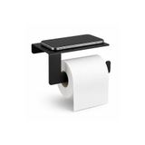 DM METAL Raflı Tuvalet Kağıtlığı Siyah Metal – Telefon Tutuculu Banyo Kağıtlık – Yapışkan & Vidalı Montaj