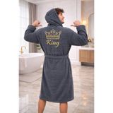 DM Velrobe Home Collectıon Battal Boy Pamuklu kapusonlu KİNG NAKIŞLI yetiskin Bornoz