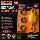 Dmax 1" - 3/4" - 1/2" Boru Diş Açma Aparat Seti Pafta Seti El Tipi Diş Çekme Aparatı 5 Parça