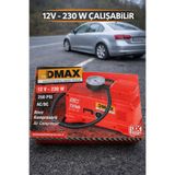 DMAX Araç Kompresörü, 12V-230W, 250 PSI, AC/DC, Kırmızı