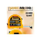 DMAX Şerit Metre 10 MT, Çelik Metre, Otomatik Durdurmalı, Kemer Klipsli