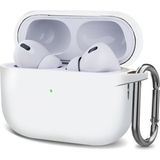 Dmay Airpods Pro 2. Nesil Kılıf Tam Koruma Mat Silikon + Askılık - Beyaz