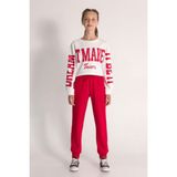 Dmb Boys & Girls 10-15 Yaş Kız Çocuk Crop Sweat ve Eşofman Altı 3'lü Takım - 10 - 11 Yaş - Beyaz - Kırmız