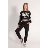 Dmb Boys & Girls 10-15 Yaş Kız Çocuk Crop Sweat ve Eşofman Altı 3'lü Takım - 10 - 11 Yaş - Siyah