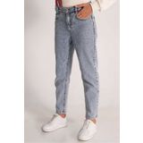 DMB BOYS & GIRLS Beli Ayarlanabilir Yüksek Bel Cepli Mom Fit Jean Kız Çocuk Pantolon