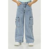 DMB BOYS & GIRLS Geniş Paça Wide Leg Kargo Cepli Jean Kız Çocuk Kot Pantolon