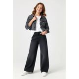 Dmb Boys & Girls Kız Çocuk Pamuklu Rahat Kesim Geniş Paça Kot Pantolon Füme