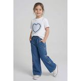 Dmb Boys & Girls Kız Çocuk Yanları Fiyonklu Kot Pantolon İndigo