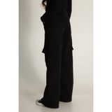 Dmb Boys & Girls Wide Leg Kargo Cepli Geniş Paça Kız Çocuk Gabardin Pantolon - Siyah - 9 - 10 Yaş - Regular Fit