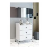 DMC Beyaz Şifonyer MDF Malzeme ile Modern Tasarım 93X70X45 cm 3 Çekmeceli Fonksiyonel