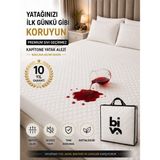 DMC Bivalux Touch Sıvı Su Geçirmez Fitted Full Kenar Tek kişilik Çift Kişilik Yatak Alezi Koruyucu - 160 x 200 cm - Beyaz