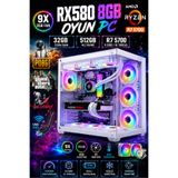 Dmc N303 (PUBG,GTA 5) Win 11 Ryz 7 5700 32GB RAM 512GB M.2,8GB RX580,sıvı Soğutmalı Oyuncu Bilgisayarı