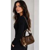 DMG Collection Brasilia Yıldız Charm Hediyeli Kadın El Ve Omuz Çantası kırışık kahve