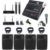 DMM Mixer Hoparlör Mikrofon Anfi Seti 2 | 12” Kabin Hoparlörlü Okul Tören ve Etkinlik Ses Sistemi