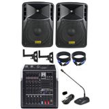 Dmm Okul & Konferans Salonu Ses Sistemi | 8” Kabin Hoparlör,6 Kanal Bluetooth Usb Amfili Mikser Seti