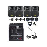 DMM Okul – Konferans Salonu Ses Sistemi Paketi | 4x8” 350w Kabin Hoparlör 6 Kanal Bluetooth Mikser