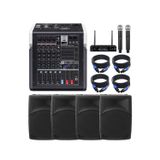 Dmm Sahne Ses Sistemi Seti | 4X 12'' Kabin Hoparlör Amfili Mikser Telsiz Mikrofon Sehpa Ve Kablo