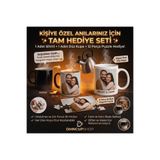 DMNCUPSHOP Kişiye Özel 2'li Bardak Seti: Fotoğraflı Sihirli Kupa + Düz Kupa Bardak (12 Parça Magnet Puzzle Hediyeli)