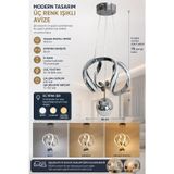 DMR 1 Toplu AHTAPOT Sarkıt Led Avize KROM Geniş Şerit Kasa Üç Renk 6500k/4000k/3000k (Beyaz /Ilık Be