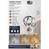Dmr 1 Toplu Ahtapot Sarkıt Led Avize Krom Geniş Şerit Kasa Üç Renk 6500K/4000K/3000K (Beyaz /Ilık Beyaz/Sarı (Günışığı))