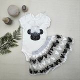 DMR Elegance 1-2-3 Yaş Payetli Mickey Nakışlı Kısa Kollu Brode Etekli 2li Kız Bebek Takımı Siyah - 1 Yaş