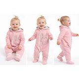 DMR Elegance 6/12 Ay Kapşonlu Fermuarlı Bebek Tulumu - Pembe - 6 - 9 Ay