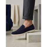 DMR Elegance BA0252 %100 Içi Dışı Hakiki Deri Erkek Lacivert Süet Casual Loafer Termo Taban Ayakkabı - Renkli