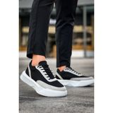 DMR Elegance BA0354 Günlük Bağcıklı Erkek Gri Parçalı Siyah Yüksek Taban Spor Ayakkabı - Renkli