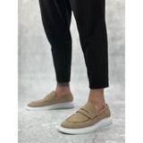 DMR Elegance BA0355 Bağcıksız Keten Hardal Klasik Corcik Erkek Ayakkabı - Renkli