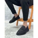 Dmr Elegance Ba0355 Bağcıksız Keten Siyah Taban Klasik Corcik Erkek Ayakkabı