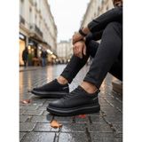 Dmr Elegance Ba0548 Boa Kalın Yüksek Siyah Taban Siyah Bağcıklı Spor Erkek Ayakkabı