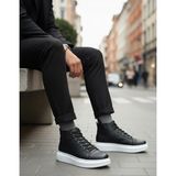 DMR Elegance BA0713 Bağcıklı Yüksek Siyah Beyaz Taban Erkek Tarz Spor Bot - Renkli