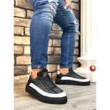 DMR Elegance BA0801 Boa Yüksek Taban Siyah Paraşüt Kumaş Beyaz Cilt Detaylı Erkek Ayakkabı - Renkli