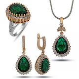 Dmr Elegance Gümüş Zümrüt Taşlı Hürrem Kadın Set