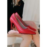 DMR Elegance Jilya Kırmızı Cilt Stiletto Ayakkabı - Renkli