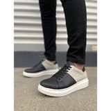 DMR Elegance JY151 Boost Bağcıklı Cilt Süet Erkek Günlük Sneaker Ayakkabı Csbt - Siyah/gri