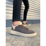DMR Elegance JY204 Flex Bağcıklı Keten Kumaş Erkek Günlük Sneaker Ayakkabı Kkt - Kahverengi/krem