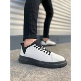 DMR Elegance JY204 Flex Bağcıklı Keten Kumaş Erkek Günlük Sneaker Ayakkabı Kst - Beyaz/siyah