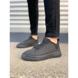 DMR Elegance JY204 Flex Bağcıklı Keten Kumaş Erkek Günlük Sneaker Ayakkabı Kst - Siyah