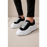 DMR Elegance JY507 Dara Bağcıklı Süet Cilt Erkek Günlük Sneaker Ayakkabı Scbt Siyah/beyaz