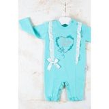 DMR Elegance Love Kalp Nakışlı % 100 Pamuk Kız Bebek Tulumu - Yeşil - 0 - 3 Ay