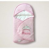 DMR Elegance Yenidoğan Princess Nakışlı Çizgi Efektli Kız Bebek Klasik Kundak Bebek Battaniyesi Pembe