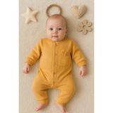 DMR Elegance Zürafa Nakışlı Cepli % 100 Pamuk Erkek Bebek Tulumu - Hardal - 9 - 12 Ay