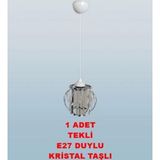 DMR Kristal Taşlı Yuvarlak Küçük Fiskiye Tekli Avize E-27