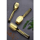 DMR LİFE Gold Servis Sunum Makarna Pasta Salata Kek Maşa Seti Takımı 3'lü gold maşa seti