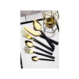 Dmr Life Pırlanta Gold Siyah 90 Parça 12 Kişilik Çatal Kaşık Bıçak Takımı Kutulu (Gold Siyah)