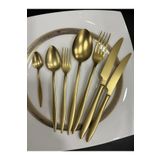 Dmr Life Yakut Mat Gold 24 Parça 6 Kişilik Çatal Kaşık Bıçak Takımı