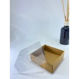 Dmrpack 9X9X3 cm Kraft Asetat Kapaklı Kutu (100 Adet) Düğün Nişan Kına Mum Hediyelik Kutu - Kahverengi