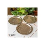 DMT COPPER HOME 430 Kalite Krom Çelik 3 ADET Tepsi 24 cm – Osmanlı Motifli, Kebap & Restoran Sunum Tepsisi